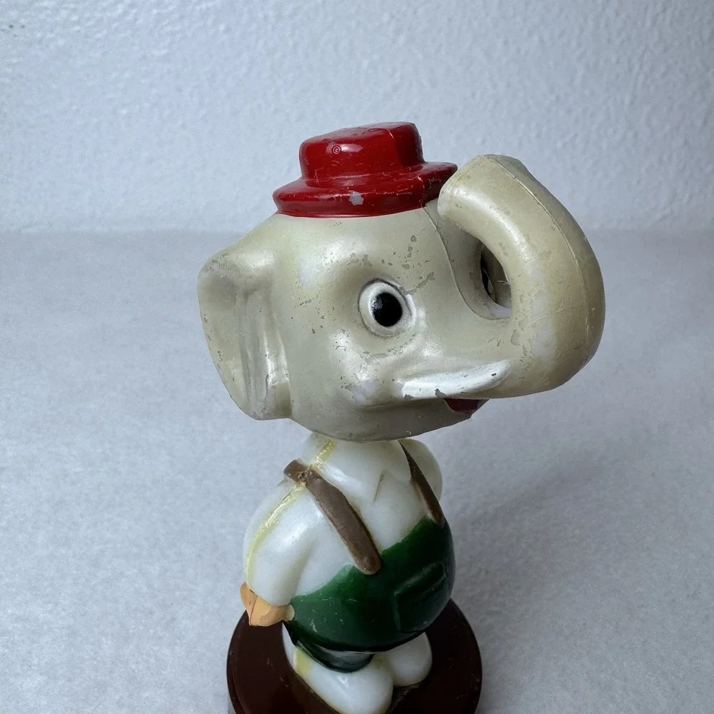 Vintage Plastic Bobble Head Nodder Elephant in Overalls -‎ Political